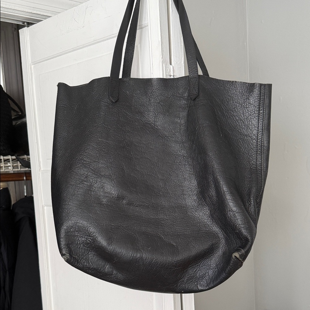 Madewell Black Leather Tote Bag